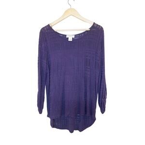 Peck & Peck navy blue sheer top